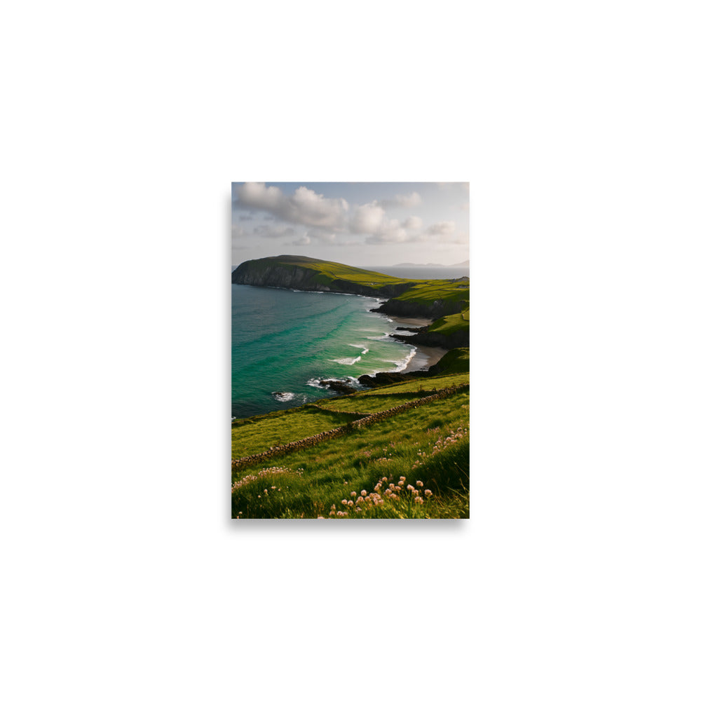 A4 size Cliffs & Calm – Scenic Irish Coastal Nature inspired landscape Poster Print by Impressions Art is a minimalist scenic poster wall art print for your home and office decor.