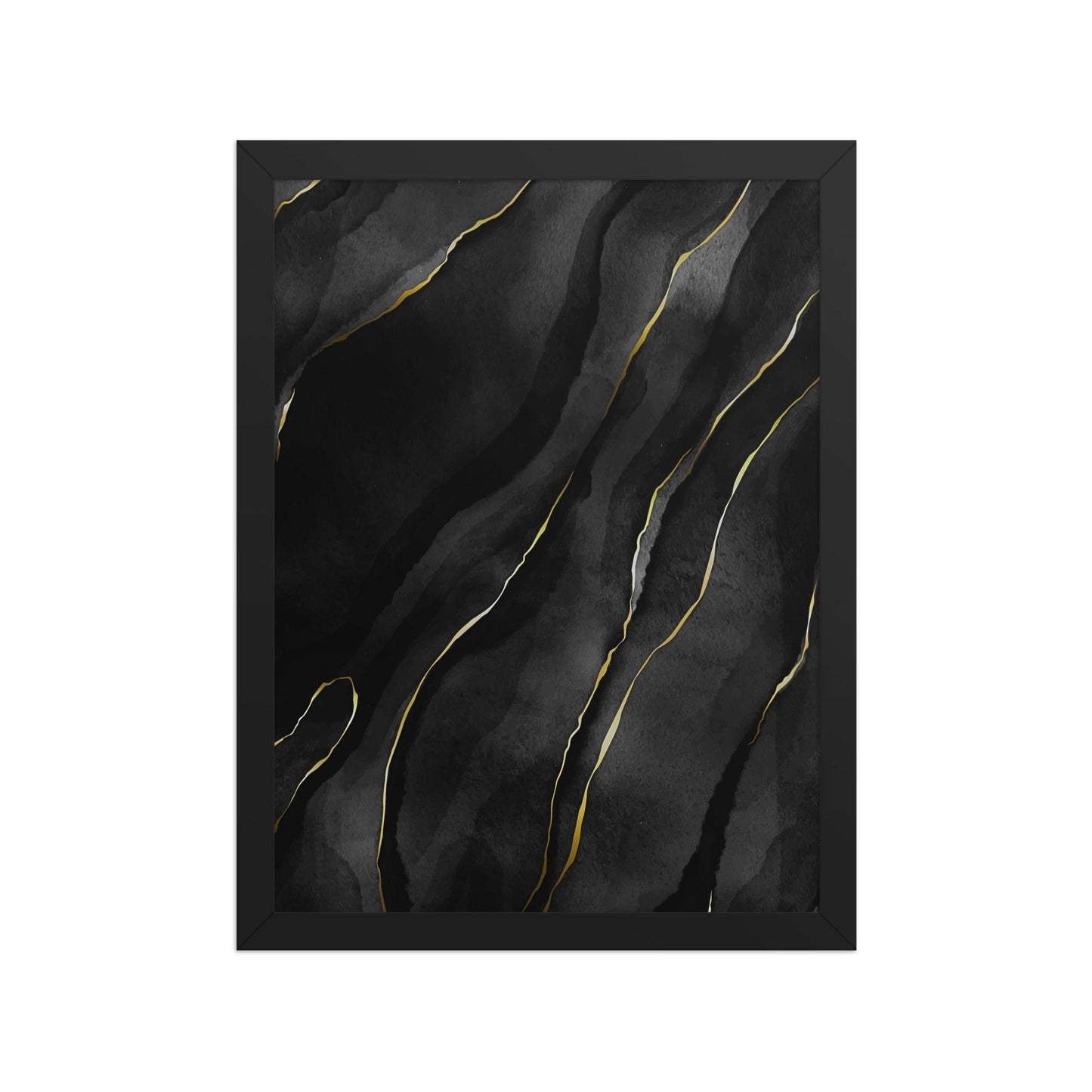 "Ethereal Elegance – Gold and White Marble Abstract Art Print, Framed Contemporary Wall Decor for Modern Interiors"
