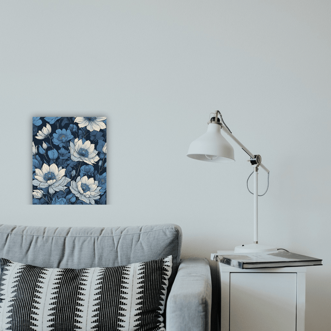 Elegant Blue Floral Wall Art- Premium Floral Inspired UK Made Poster for Creative Modern Interiors | Impressions Art