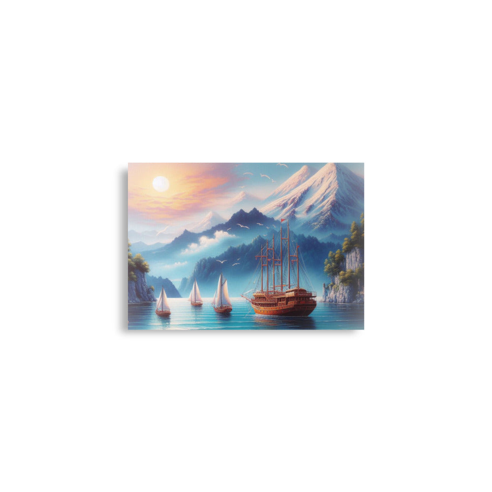 Marine A2 artwork poster of a UK nautical scenic landscape with mountains, lake, and ships by Impressions Art for modern home and office decor.