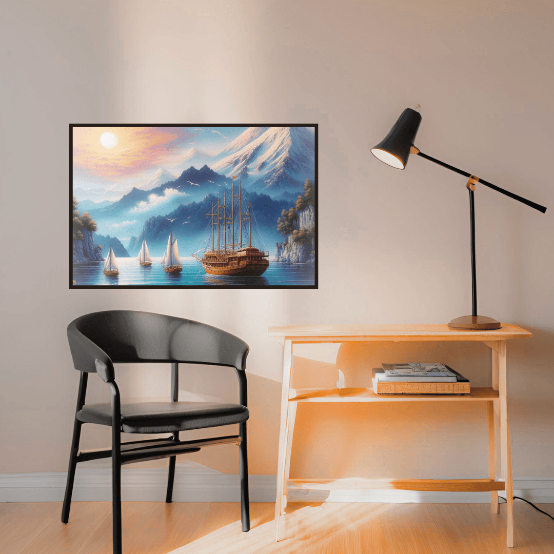 New Nautical Serenity Maritime Ocean Wall Art Poster art print for home and office decor only at Impressions Art. Order today in sizes A4 and A3 to elevate your space.