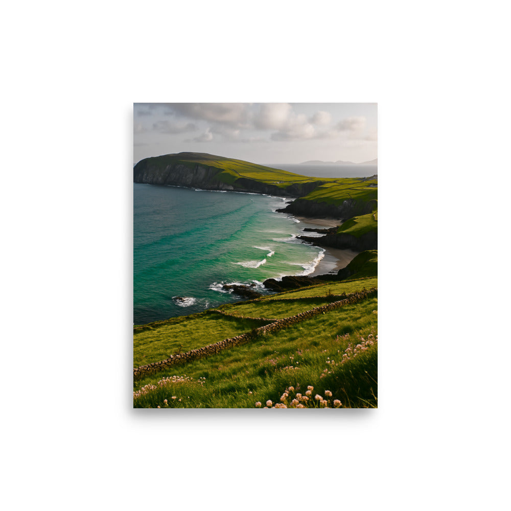 A3 size Cliffs & Calm – Scenic Irish Coastal Nature inspired landscape Poster Print by Impressions Art is a minimalist scenic poster wall art print for your home and office decor. 