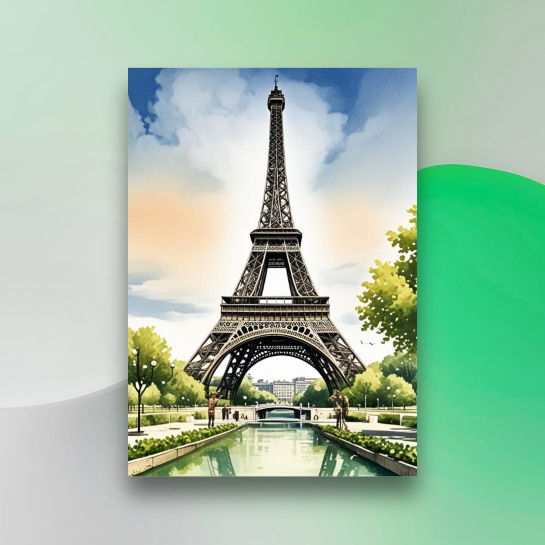 Eiffel Tower Watercolour Wall Art Print-Paris Cityscape Painting poster at Impressions Art is a nature inspired wall art print on high quality matte poster paper for home decor.