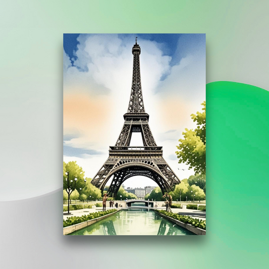 Eiffel Tower Watercolour Wall Art Print-Paris Cityscape Painting poster at Impressions Art is a nature inspired wall art print on high quality matte poster paper for home decor.