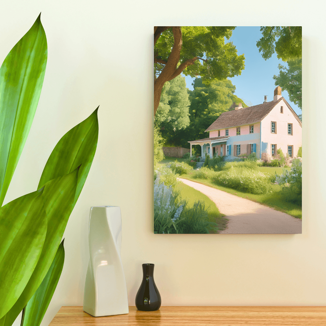Vintage cottage- retro classic thin canvas art mockup