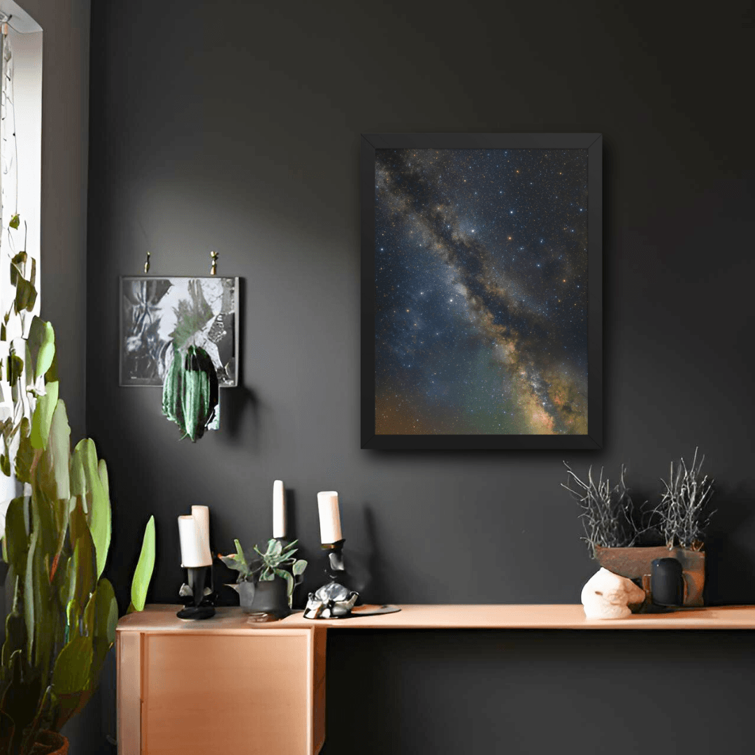 Celestial Wonder – Milky Way Inspired Framed Wall Art by Impressions Art. Premium A2 & A3 Poster Print for Mystical and Modern Home Decor.
