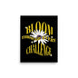 Creative motivational poster with yellow text 'Bloom Through Every Challenge' and a white flower on a black background for interior decor at modern homes. A4 size wall art by Impressions Art UK.