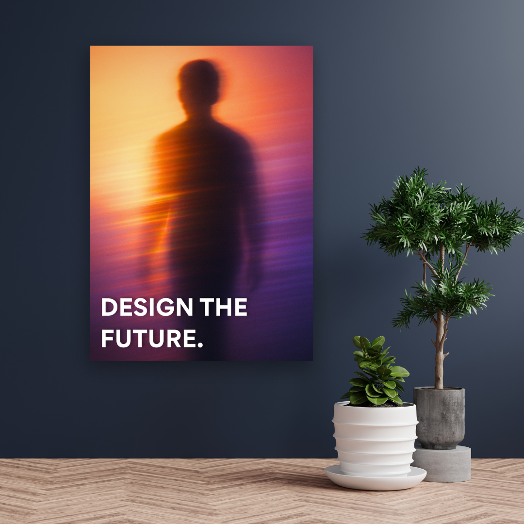 Design the future- An A3 retro style wall poster made in the UK by Impressions Art. Poster for modern home and office decor.