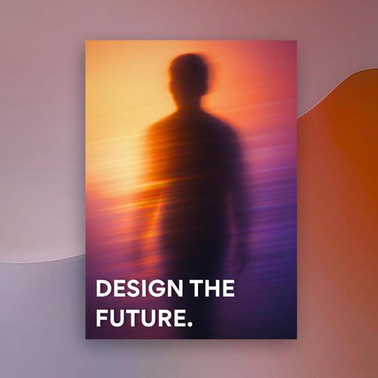 Design the future- A modern UK based retro style wall art poster by Impressions Art for home decor.