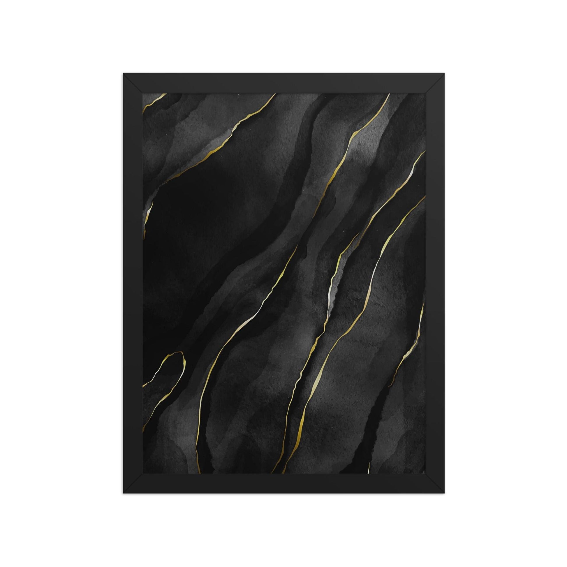 "Ethereal Elegance – Gold and White Marble Abstract Art Print, Framed Contemporary Wall Decor for Modern Interiors"