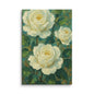Premium elegant white roses floral canvas UK wallart painted in acrylic by Impressions Art for modern living rooms. 