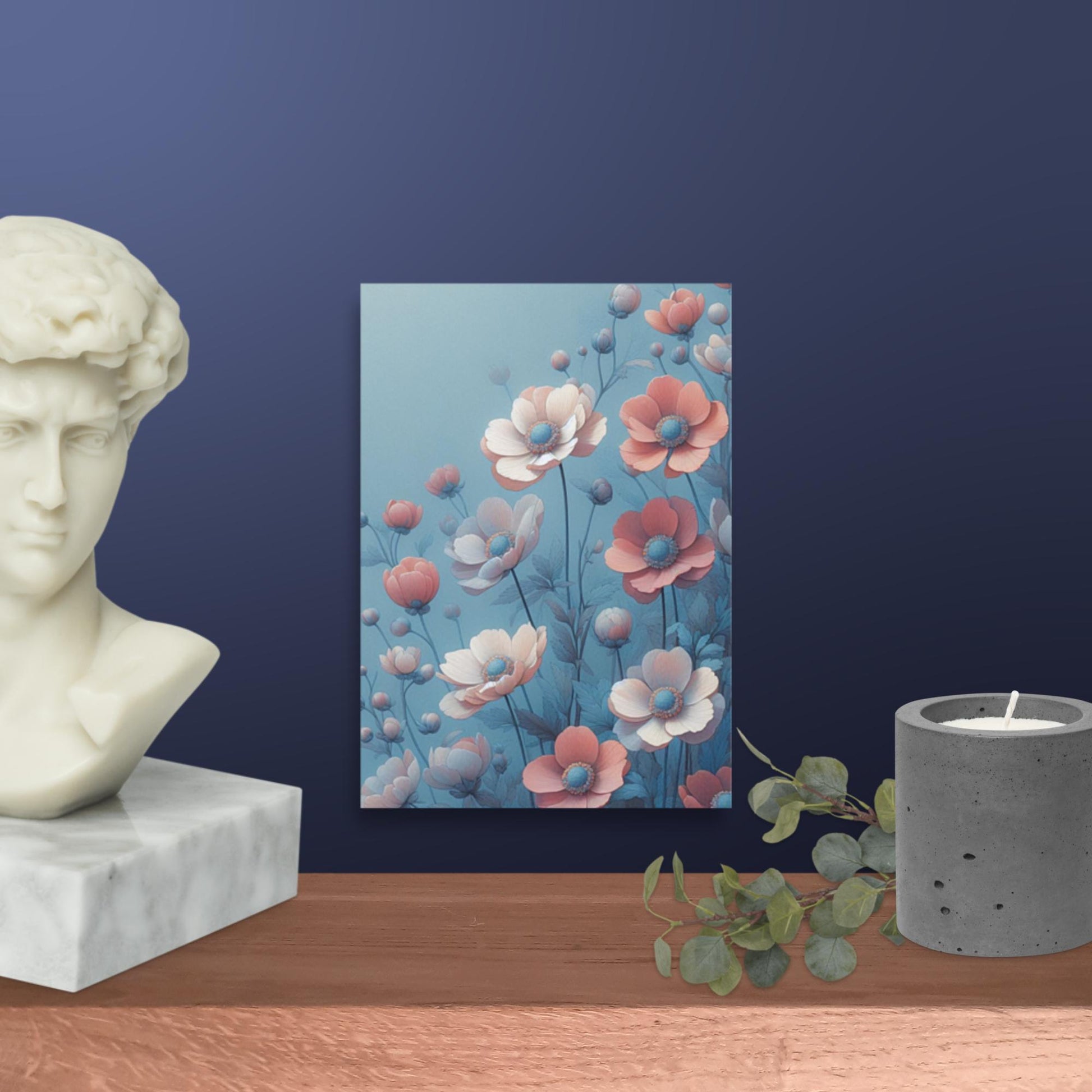 Colourful floral wallart poster near a bold background by Impressions Art for modern UK home decor.