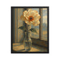 Premium floral UK framed artwork of a fresh daisy flower in a vase near a window, A2 size wall art by Impressions Art.