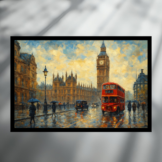Black Framed poster- London City Street artwork for home | Impressions Art