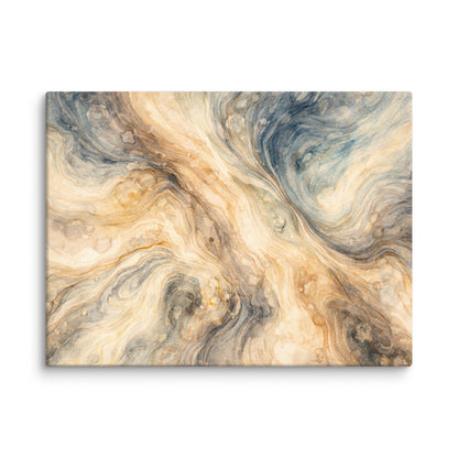 Modern abstract art with cream, beige and grey swirling marble pattern on thick canvas for contemporary UK home decor.