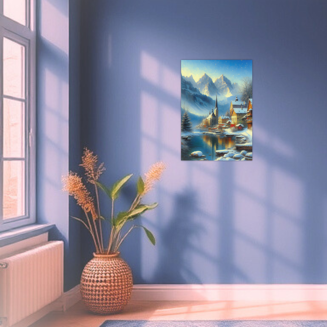 Cozy Snow Covered Town - Creative Seasonal winter Art Print | Impressions Art