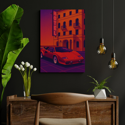 Retro Lamborghini Countach- Matte minimlaist UK wall art poster by Impressions Art for modern room decor.