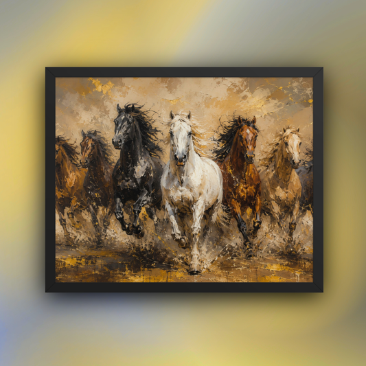 Horses Running Through Landscape Framed Wall Art