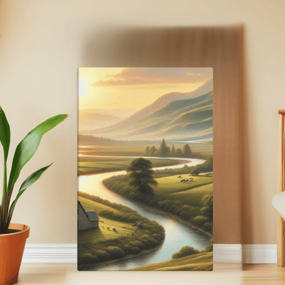 Vibrant nature themed thick canvas wall art featuring the premium 'Serene Field Landscape' design – Perfect for UK home or office decor by Impressions Art.