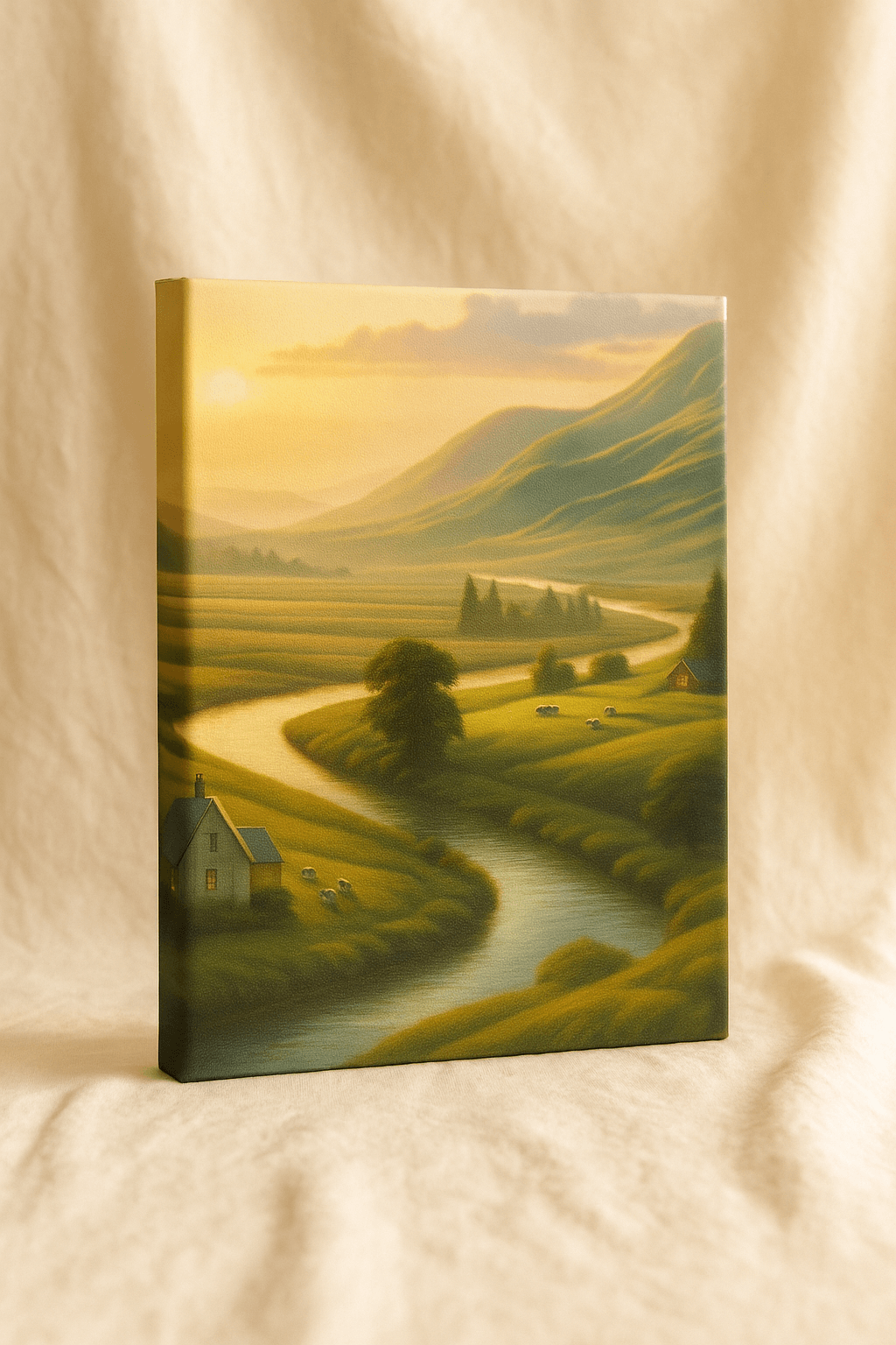 Vibrant nature inspired Serene Field Landscape printed on thick canvas for modern UK home decor by Impressions Art. 