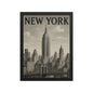 Premium Framed vintage New York cityscape poster by Impressions Art – classic urban skyline wall art for contemporary home decor UK in size A3.
